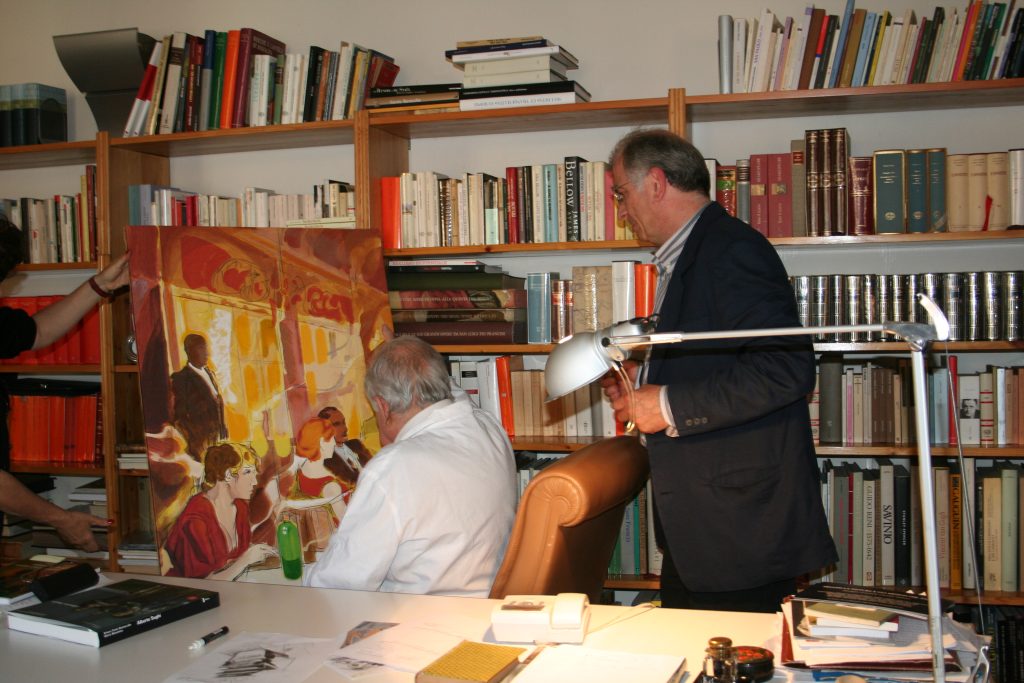 Alberto Sughi firma il buono di stampa per la PAOLI ARTE con lo stampatore Paolo Paoli