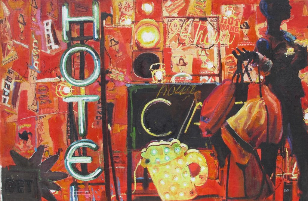 Hotel, opera del pittore Paolo Paoli, 100x100